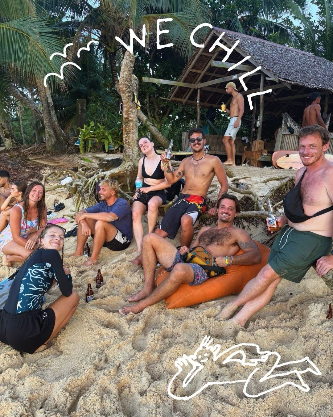 Hostel friends enjoying the beach